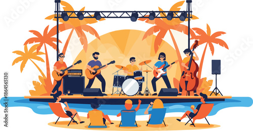 Beachfront Concert A Musical Getaway with Palm Trees and Ocean Vibes