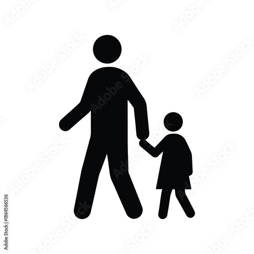 Person walking with child silhouette icon