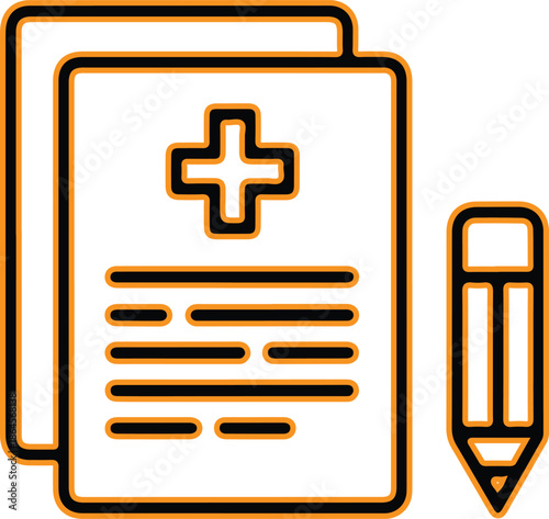 Medical document and pencil icon design