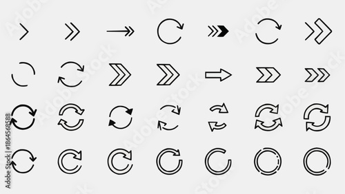 Set of Arrow Icons for Web Design and User Interface.