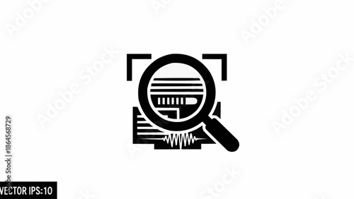 Magnifying Glass Examining Document with Data Analysis Focus.