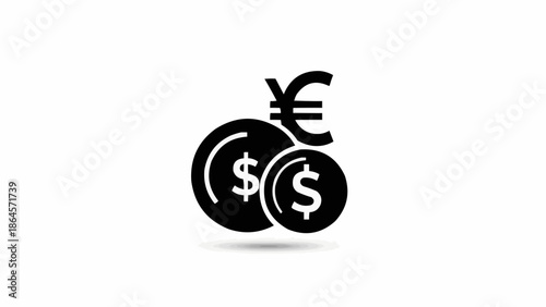 Currency Exchange Icon - Dollar and Euro Symbols for Global Finance.