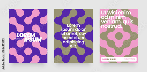 Wallpaper Mural Template with mosaic circles. Abstract bauhaus geometric pattern backgrounds with metaball fusion. Layout for flyer, poster or cover.  Torontodigital.ca