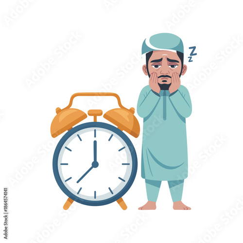 Premium Transparent Cute Child Fajr Prayer Tired Illustration Vector EPS