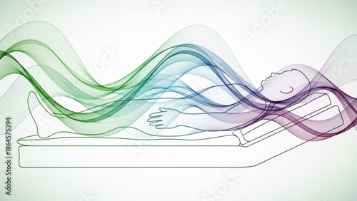 Abstract visualization of human body with colorful energy waves representing wellness and healing conceptual medical background