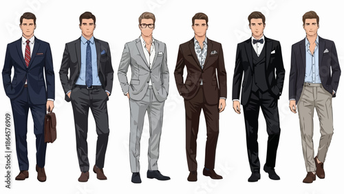 Diverse Mens Fashion - A Collection of Stylish Suits and Blazers.