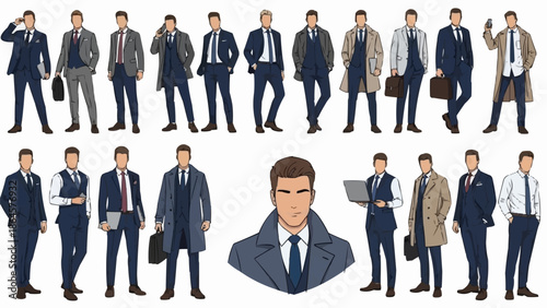 Diverse Collection of Men in Formal Attire - A Fashion Ensemble.