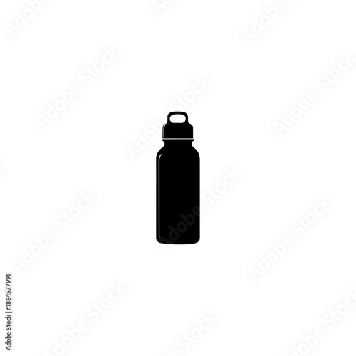 
Black silhouette of water bottle stands. Simple vector graphic for posters, environmental branding, or sticker design. 