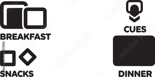 Meal Time Icons and Symbols for Daily Food Cues