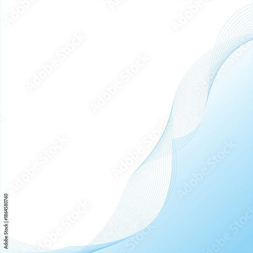 Smooth abstract blue wave background featuring a flowing motion of light curves and vector lines with a smoke-like swirl design for a modern business wallpaper