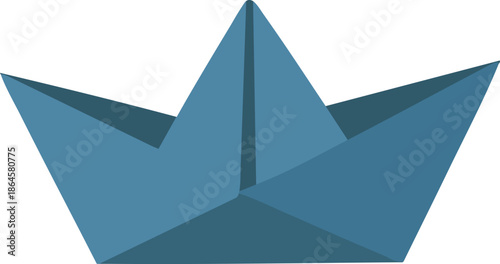 Origami paper boat in blue