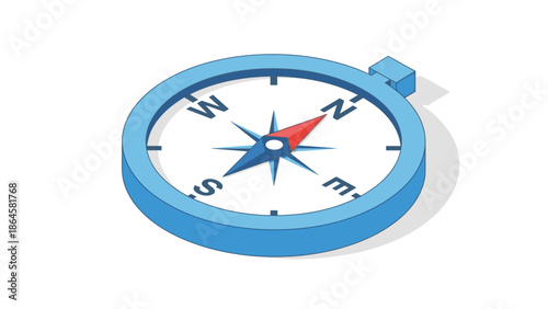 Isometric compass illustration for navigation and direction