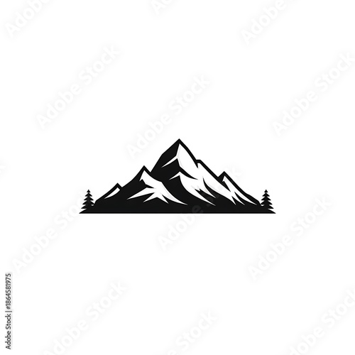 Minimal Mountain Landscape Line Art Icon