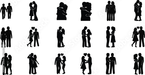 Minimal Silhouette Icons of Couples and Families