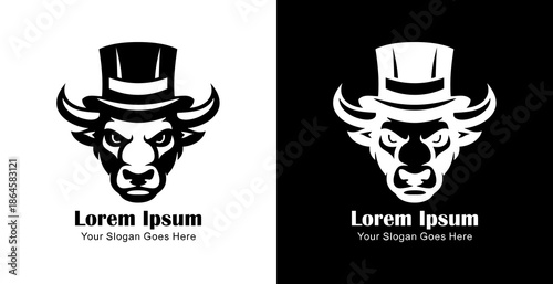 Logo design in the form of a bison head wearing a magician's hat