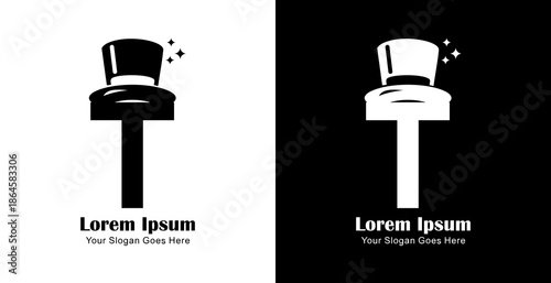 T letter logo design combined with a magician's hat