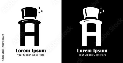 H letter logo design combined with a magician's hat