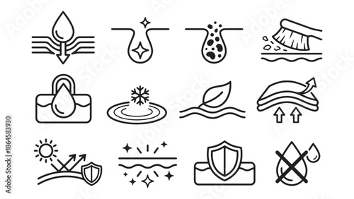 The Action and Skin Treatment Skincare Process Icons