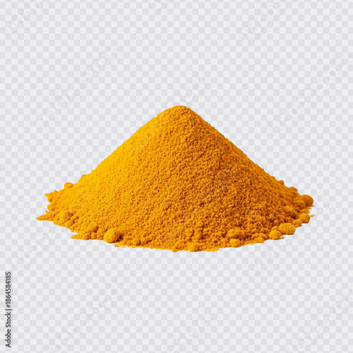 A vibrant heap of pure turmeric powder, known for its bright golden color, earthy aroma, and numerous health benefits in cooking and wellness.