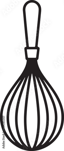 Kitchen Whisk Line Art Coloring Book Page Outline Vector Illustration