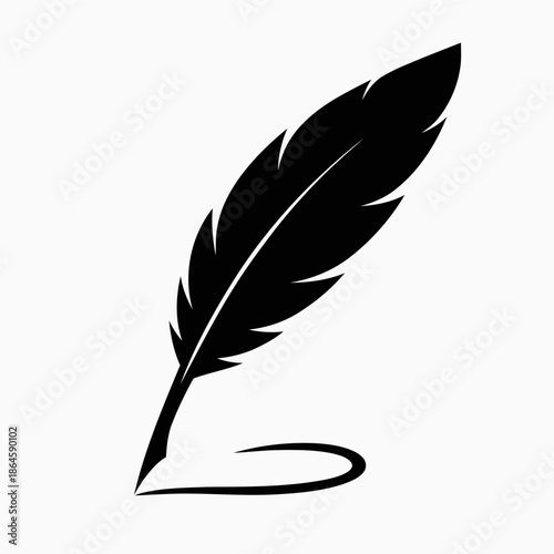 Simple silhouette vector illustration of a feather quill in clean style