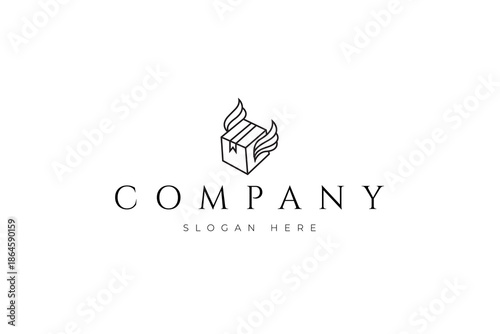 package delivery logo with line art design style