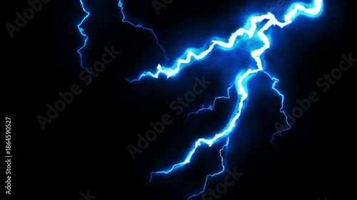 Lightning bolt glow isolated on transparent background. 4K