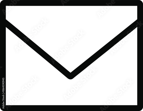 Envelope mail icon outline, email message symbol, inbox notification sign, minimal black line vector illustration isolated on white background