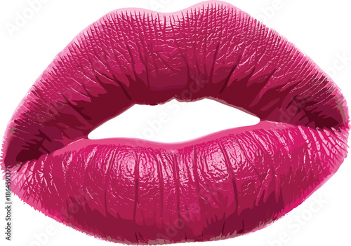Vibrant pink lips illustration with a glossy finish, suggesting allure and feminine charm, perfect for beauty, fashion, or sensual design themes