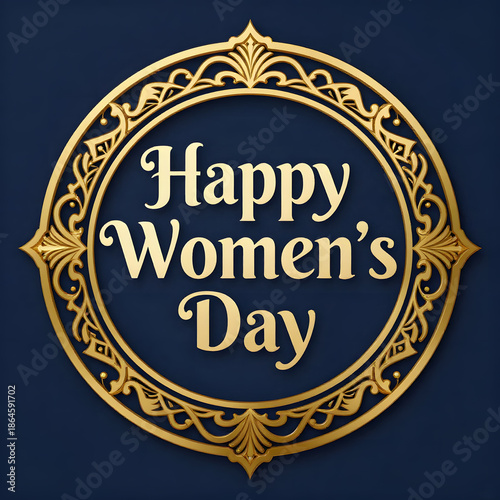 Happy Women’s Day Ornate Gold Emblem
