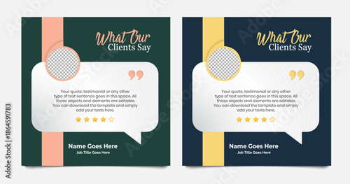 Creative Testimonial Editable Vector template, Quote template, Empty speech bubbles, What our Clients Say, Review, Feedback, Infographic Template, Label, editable text box design, recommendation note