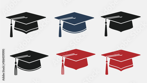 Graduation caps in various colors for academic celebrations