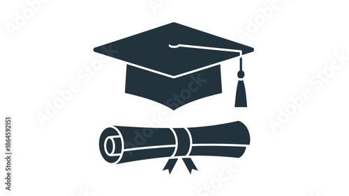 Graduation cap and diploma symbolizing academic achievement