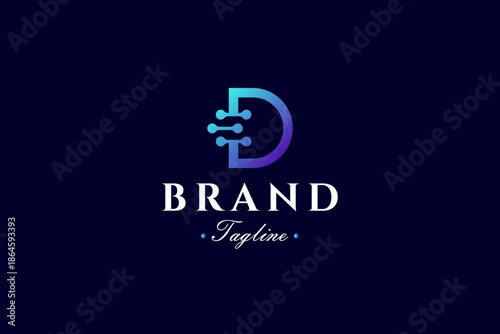 Technology letter D logo with modern design style