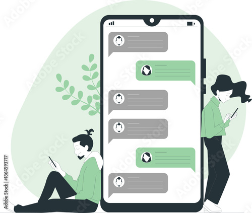 Two individuals engaged in a mobile conversation while surrounded by nature