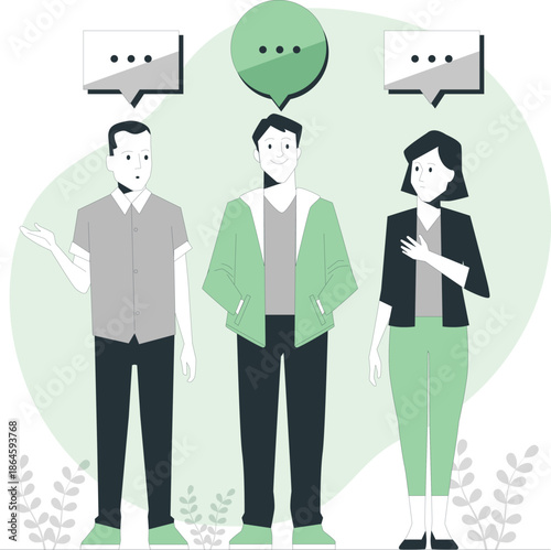 Three individuals engaged in a conversation, standing together in a relaxed environment.