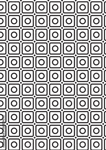Square in circle pattern coloring page with nested geometric shape combination design