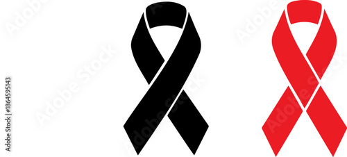 Black and red awareness ribbons