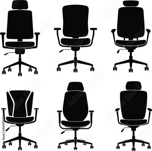 Optimized Title Professional Office Chair Silhouette Collection Featuring Ergonomic Desk Chairs, Executive Seating, and Rolling Swivel Stools for Workplace Interior Design