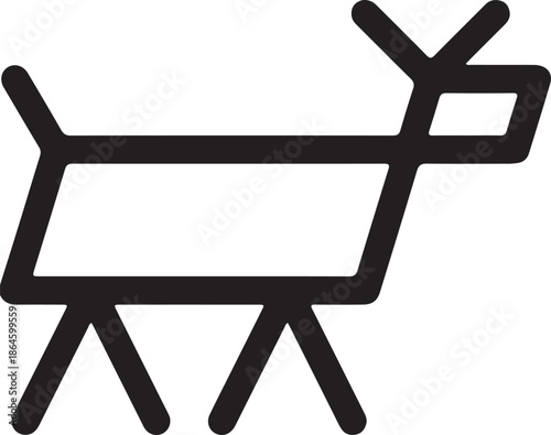 Black silhouette of a deer on transparent background icon symbol logo animal wildlife mammal hoofed simple line art minimalist vector illustration graphic design element antler