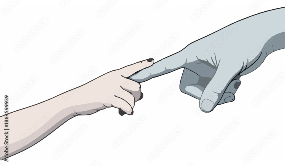 Fototapeta premium Abstract Child and Adult Hands Holding Vector Symbol of Trust