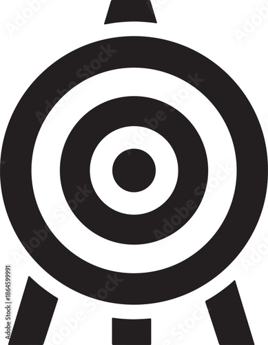 Black and white archery target symbol on transparent background bullseye aim goal focus precision accuracy hunting shooting sport recreation outdoor icon logo graphic design element