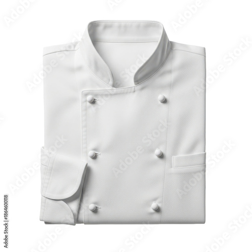 Clean Folded White Chef Jacket Isolated Black Background