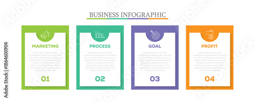 Unique Infographic template with place for your data. Business concept with 4 options, parts, steps or processes. Vector illustration.