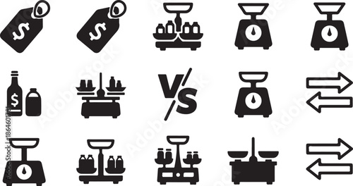 Weighing Cost and Value Comparison Icons for Business Decisions