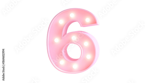 A luminous, pastel-pink digit 