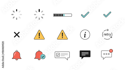Warning signs and symbols icons set.