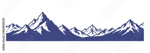 Mountains create colorful silhouettes. Skyline ranges, a high mountain hiking landscape, and alpine peaks. It's an extreme hiking nature border. A horizontal panorama template