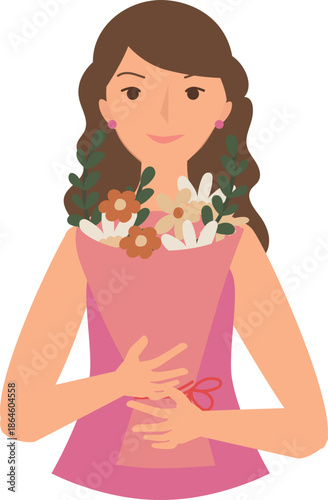 Illustration of bringing a bouquet