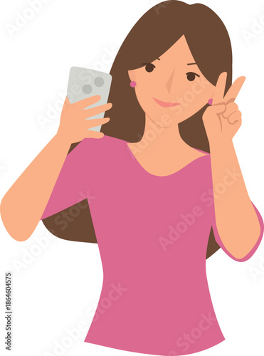 Selfie self care illustration of a woman taking a photo with confidence and self love